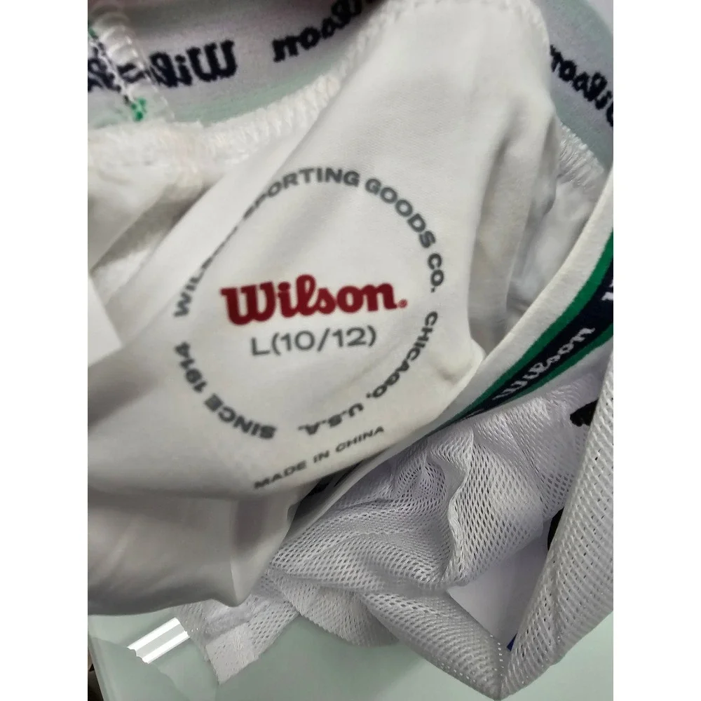 Wilson Girls Pleated Tennis Skort White Polyester Blend Athletic Size Large